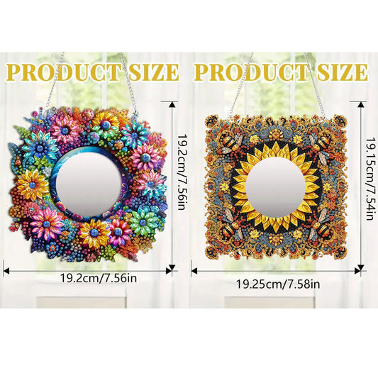 2D Flat DIY Diamond Art Mirror Pendant Diamond Painting Set Wall Door Decoration