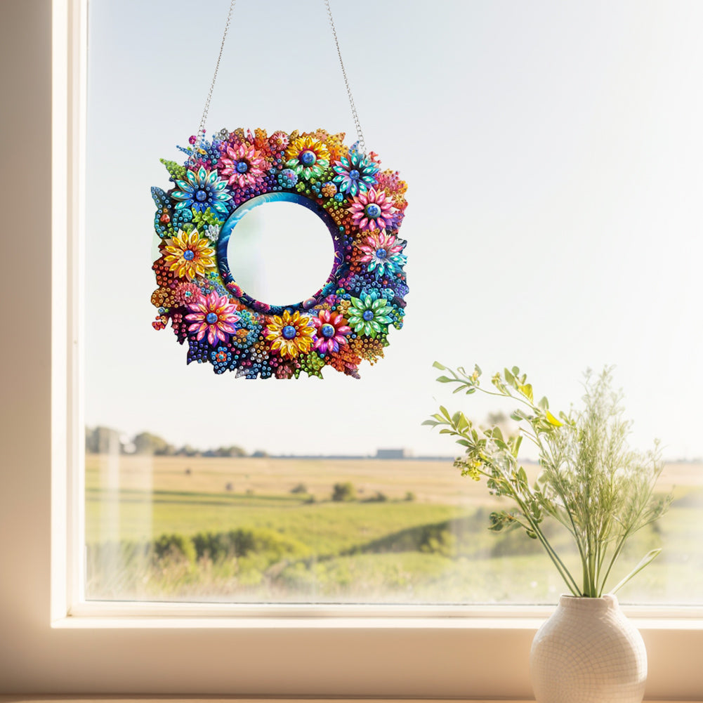 2D Flat DIY Diamond Art Mirror Pendant Diamond Painting Set Wall Door Decoration