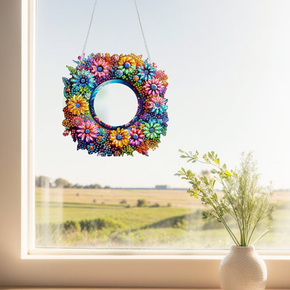 2D Flat DIY Diamond Art Mirror Pendant Diamond Painting Set Wall Door Decoration