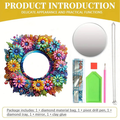 2D Flat DIY Diamond Art Mirror Pendant Diamond Painting Set Wall Door Decoration