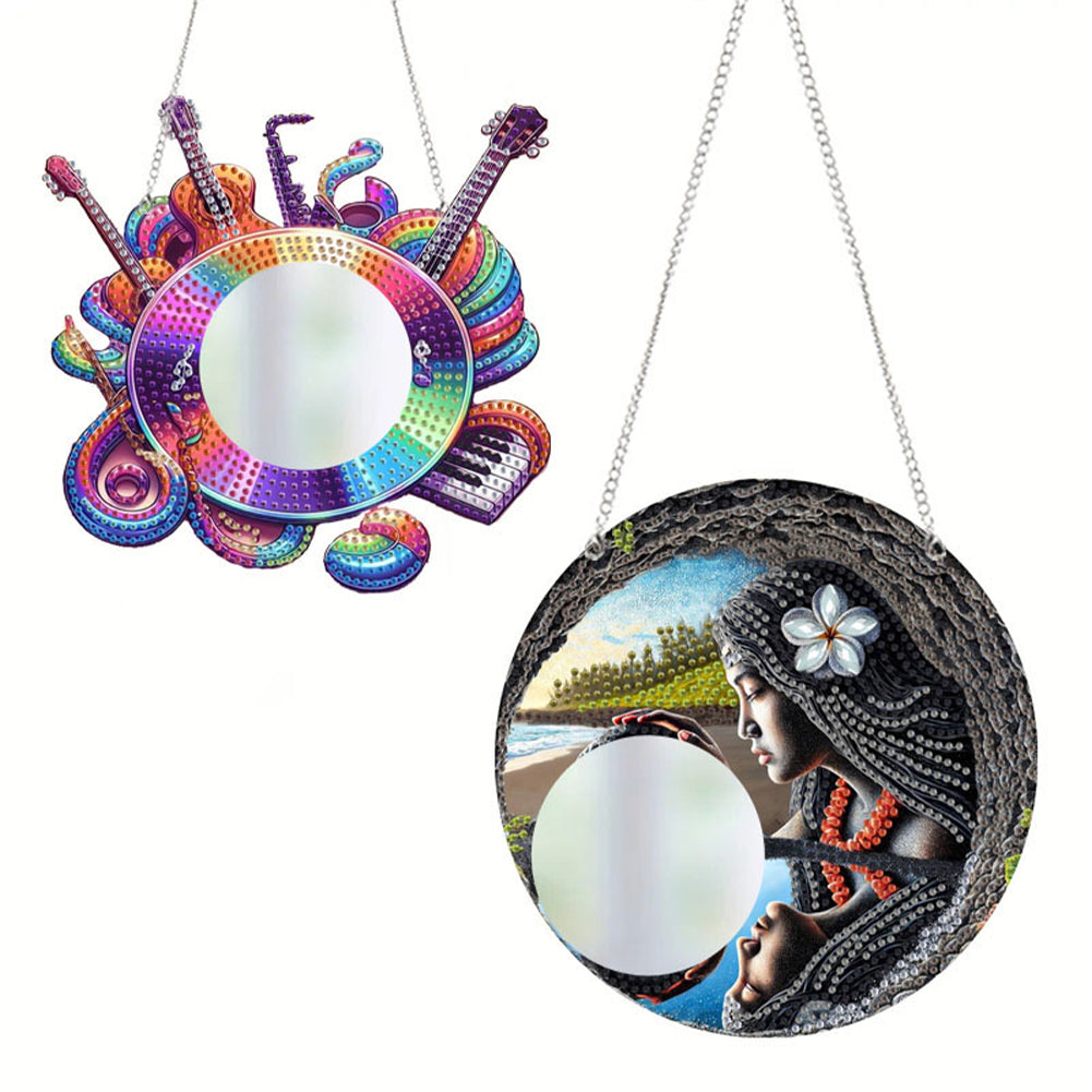 2D Flat DIY Diamond Art Mirror Pendant Diamond Painting Set Wall Door Decoration