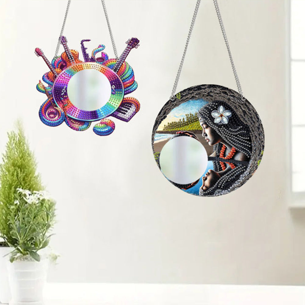2D Flat DIY Diamond Art Mirror Pendant Diamond Painting Set Wall Door Decoration