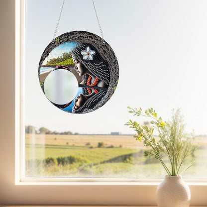 2D Flat DIY Diamond Art Mirror Pendant Diamond Painting Set Wall Door Decoration