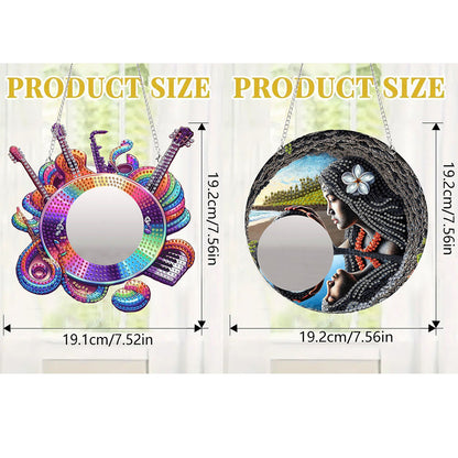 2D Flat DIY Diamond Art Mirror Pendant Diamond Painting Set Wall Door Decoration