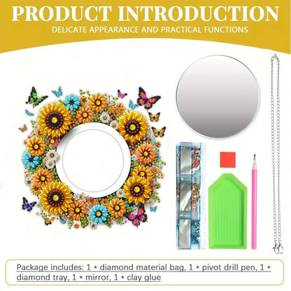 2D Flat DIY Diamond Art Mirror Pendant Diamond Painting Set Wall Door Decoration