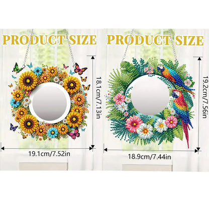 2D Flat DIY Diamond Art Mirror Pendant Diamond Painting Set Wall Door Decoration