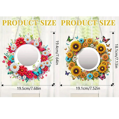 2D Flat DIY Diamond Art Mirror Pendant Diamond Painting Set Wall Door Decoration