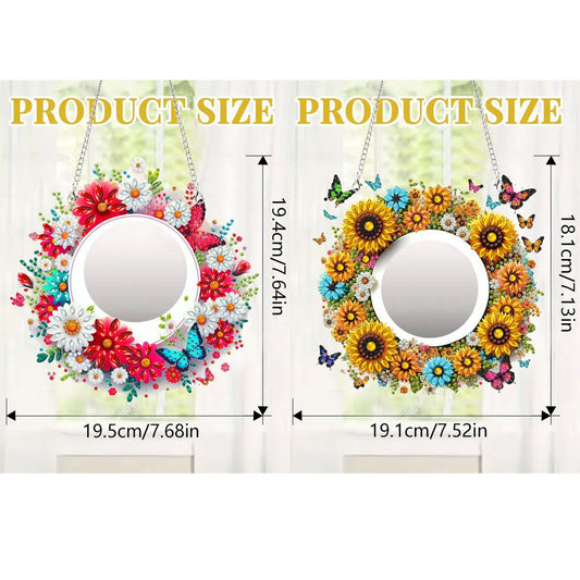 2D Flat DIY Diamond Art Mirror Pendant Diamond Painting Set Wall Door Decoration