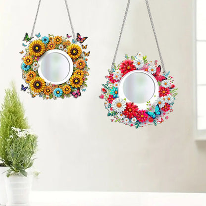 2D Flat DIY Diamond Art Mirror Pendant Diamond Painting Set Wall Door Decoration