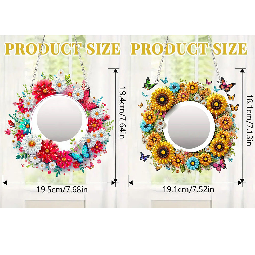 2D Flat DIY Diamond Art Mirror Pendant Diamond Painting Set Wall Door Decoration