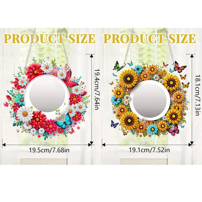 2D Flat DIY Diamond Art Mirror Pendant Diamond Painting Set Wall Door Decoration