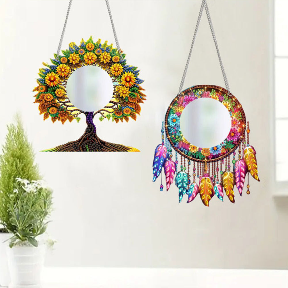 2D Flat DIY Diamond Art Mirror Pendant Diamond Painting Set Wall Door Decoration