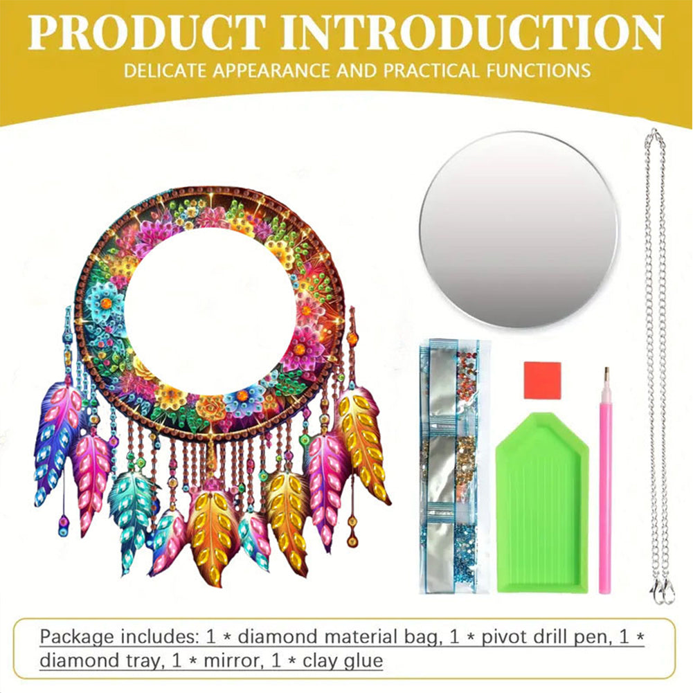 2D Flat DIY Diamond Art Mirror Pendant Diamond Painting Set Wall Door Decoration