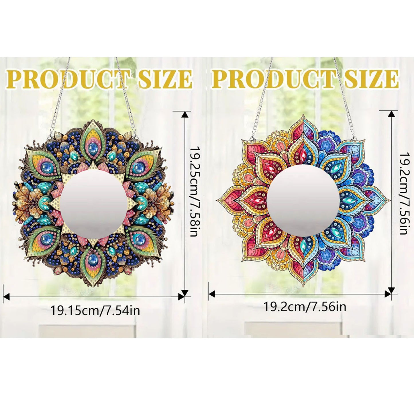 2D Flat DIY Diamond Art Mirror Pendant Diamond Painting Set Wall Door Decoration