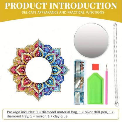 2D Flat DIY Diamond Art Mirror Pendant Diamond Painting Set Wall Door Decoration