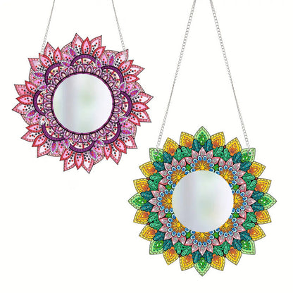 2D Flat DIY Diamond Art Mirror Pendant Diamond Painting Set Wall Door Decoration
