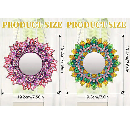 2D Flat DIY Diamond Art Mirror Pendant Diamond Painting Set Wall Door Decoration