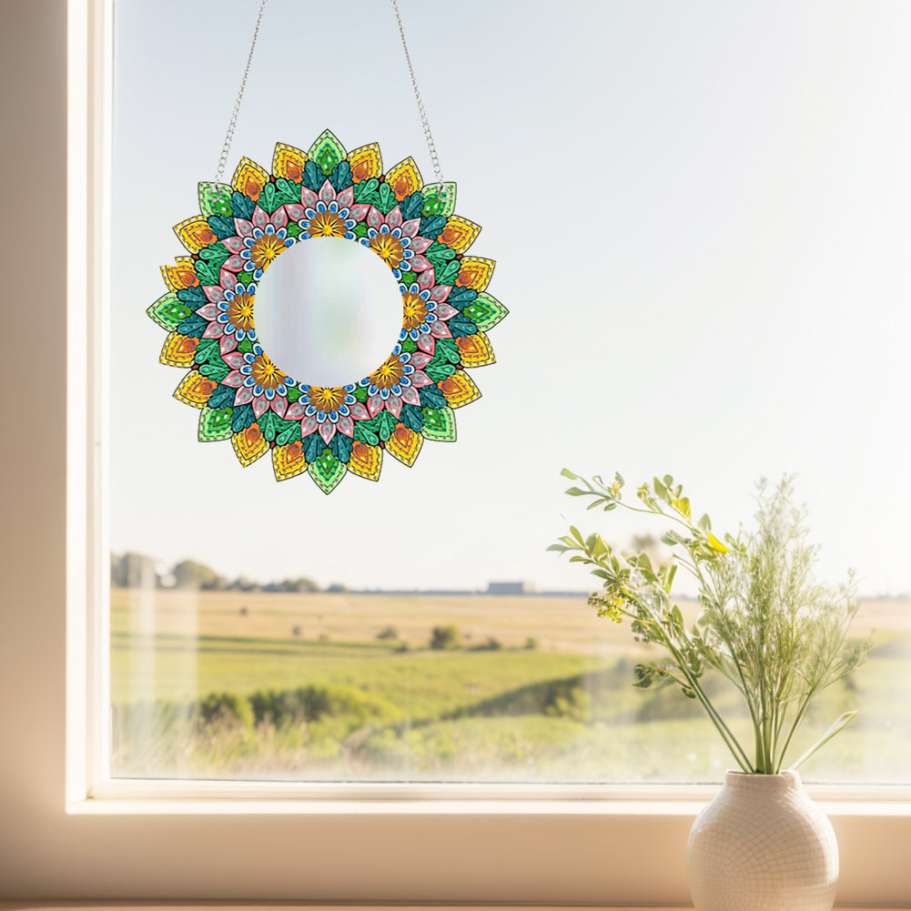 2D Flat DIY Diamond Art Mirror Pendant Diamond Painting Set Wall Door Decoration