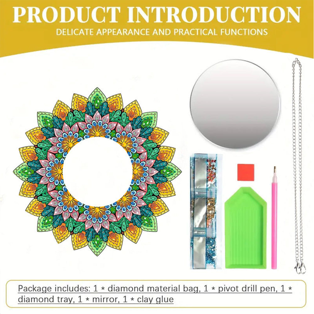 2D Flat DIY Diamond Art Mirror Pendant Diamond Painting Set Wall Door Decoration