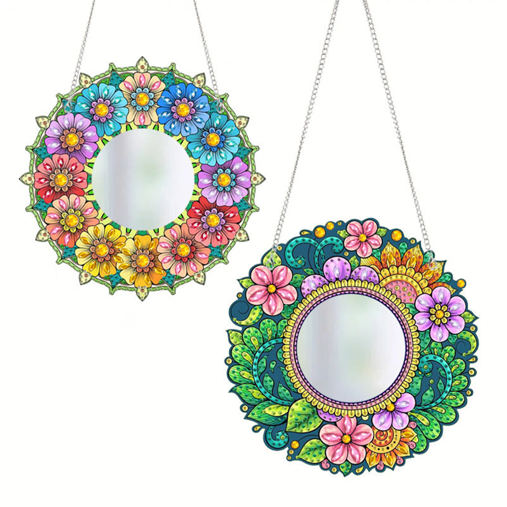 2D Flat DIY Diamond Art Mirror Pendant Diamond Painting Set Wall Door Decoration