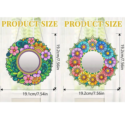2D Flat DIY Diamond Art Mirror Pendant Diamond Painting Set Wall Door Decoration