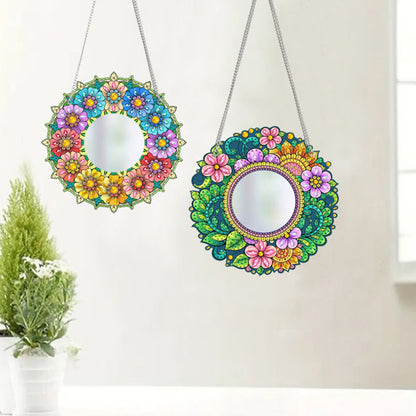 2D Flat DIY Diamond Art Mirror Pendant Diamond Painting Set Wall Door Decoration