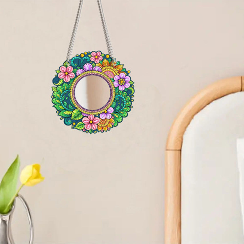 2D Flat DIY Diamond Art Mirror Pendant Diamond Painting Set Wall Door Decoration