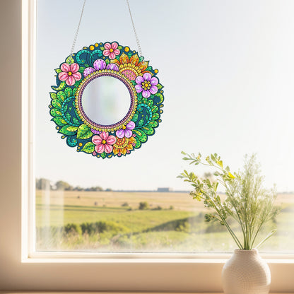 2D Flat DIY Diamond Art Mirror Pendant Diamond Painting Set Wall Door Decoration