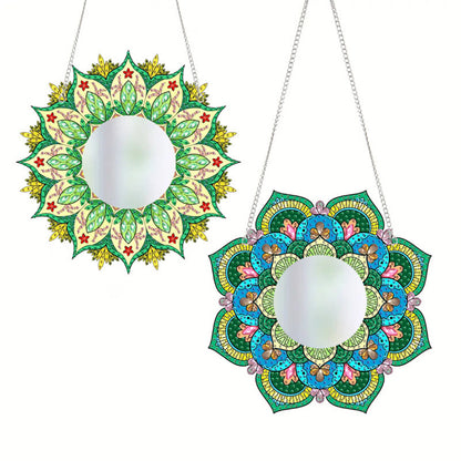 2D Flat DIY Diamond Art Mirror Pendant Diamond Painting Set Wall Door Decoration