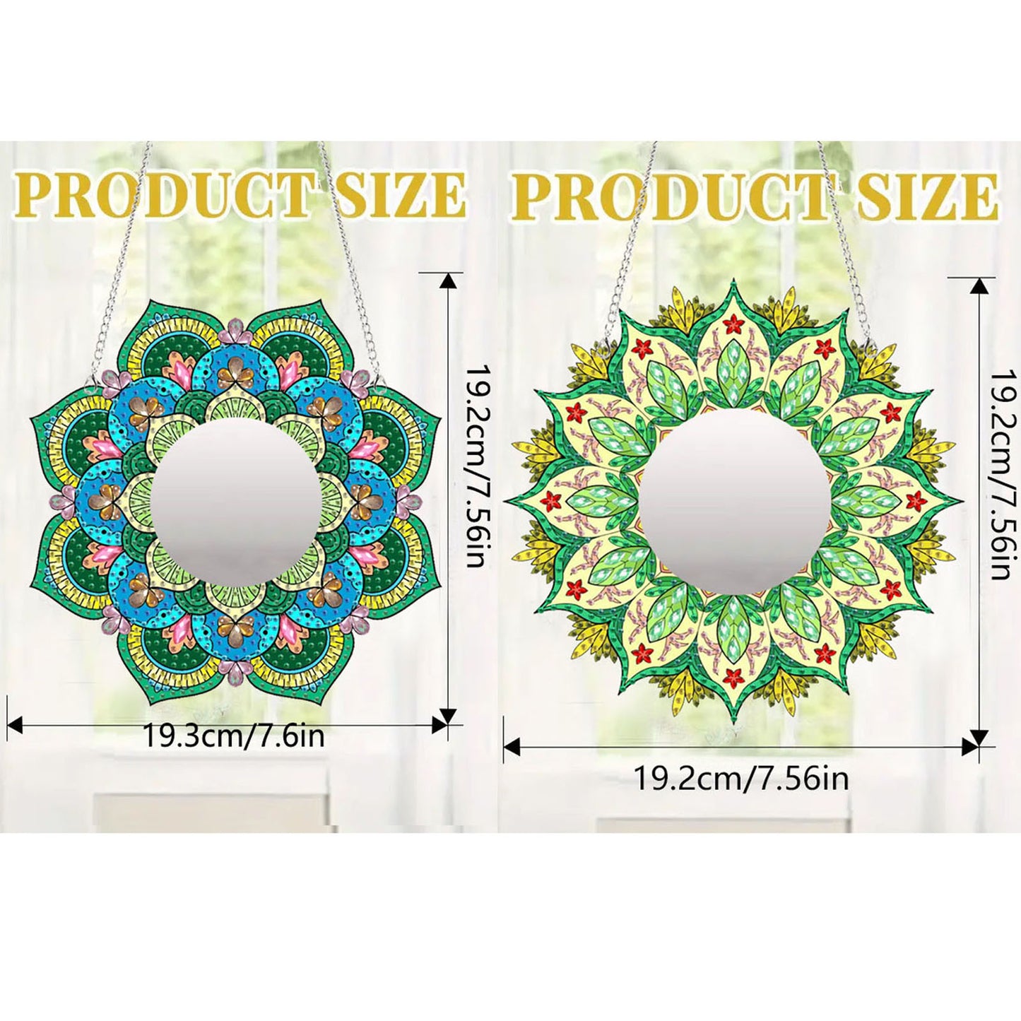 2D Flat DIY Diamond Art Mirror Pendant Diamond Painting Set Wall Door Decoration