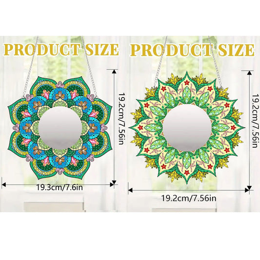 2D Flat DIY Diamond Art Mirror Pendant Diamond Painting Set Wall Door Decoration