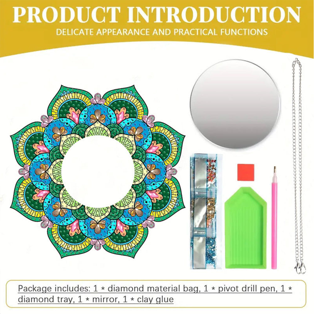 2D Flat DIY Diamond Art Mirror Pendant Diamond Painting Set Wall Door Decoration