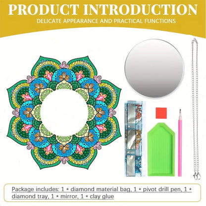 2D Flat DIY Diamond Art Mirror Pendant Diamond Painting Set Wall Door Decoration