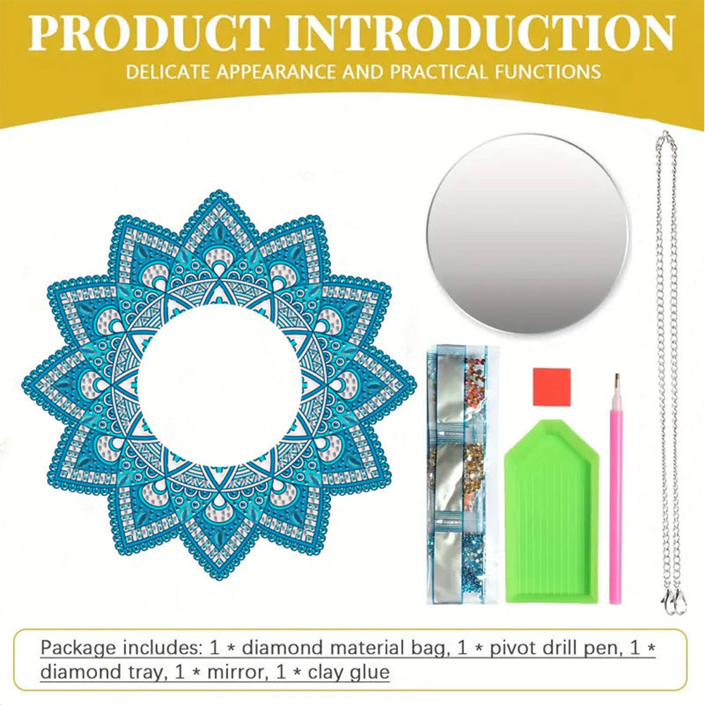 2D Flat DIY Diamond Art Mirror Pendant Diamond Painting Set Wall Door Decoration