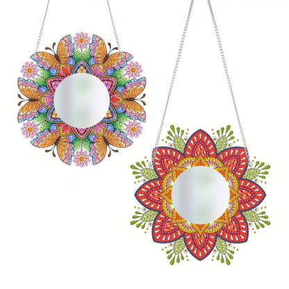 2D Flat DIY Diamond Art Mirror Pendant Diamond Painting Set Wall Door Decoration