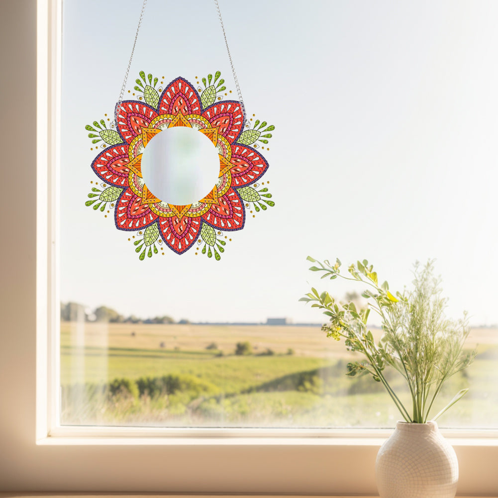 2D Flat DIY Diamond Art Mirror Pendant Diamond Painting Set Wall Door Decoration