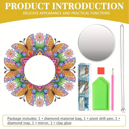 2D Flat DIY Diamond Art Mirror Pendant Diamond Painting Set Wall Door Decoration