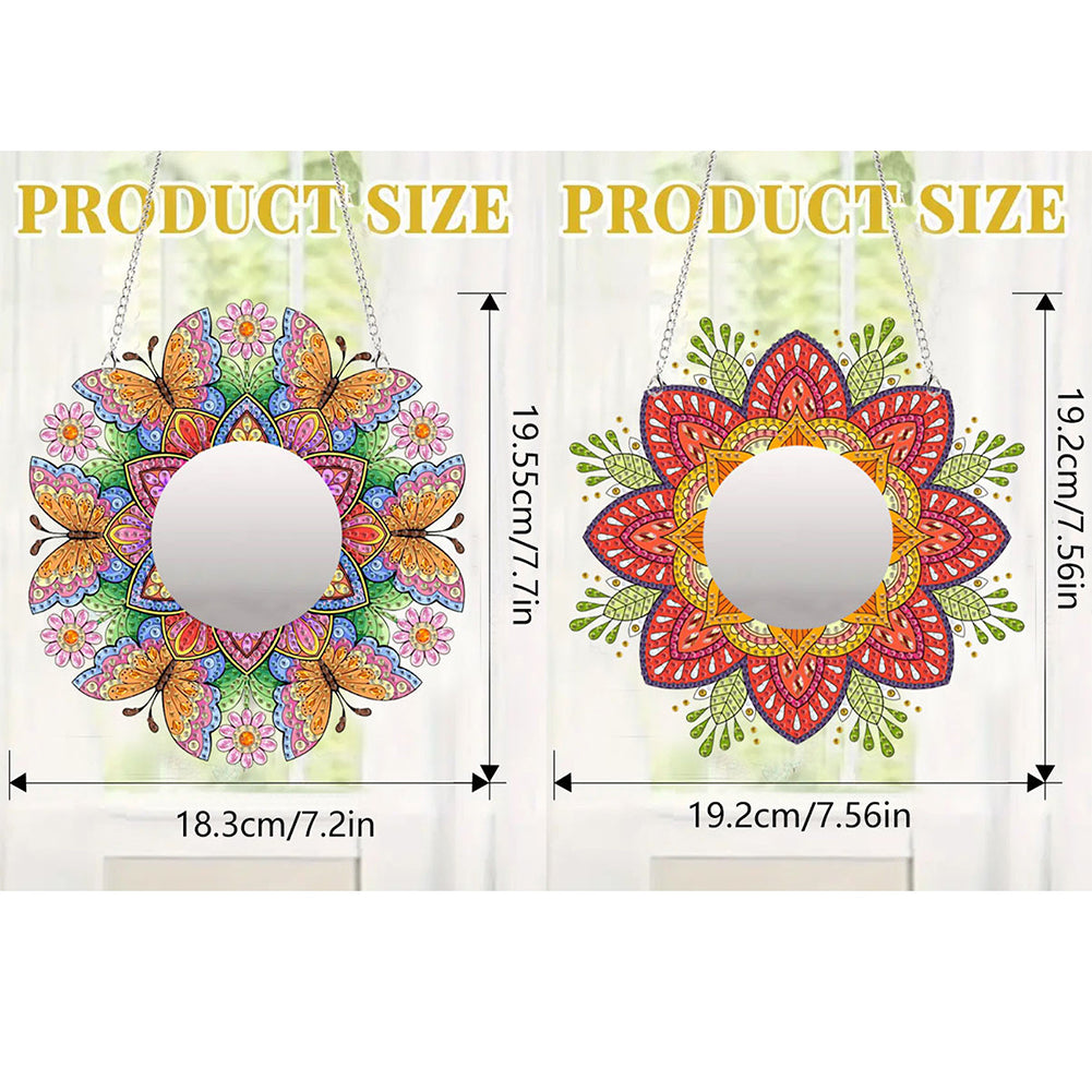 2D Flat DIY Diamond Art Mirror Pendant Diamond Painting Set Wall Door Decoration