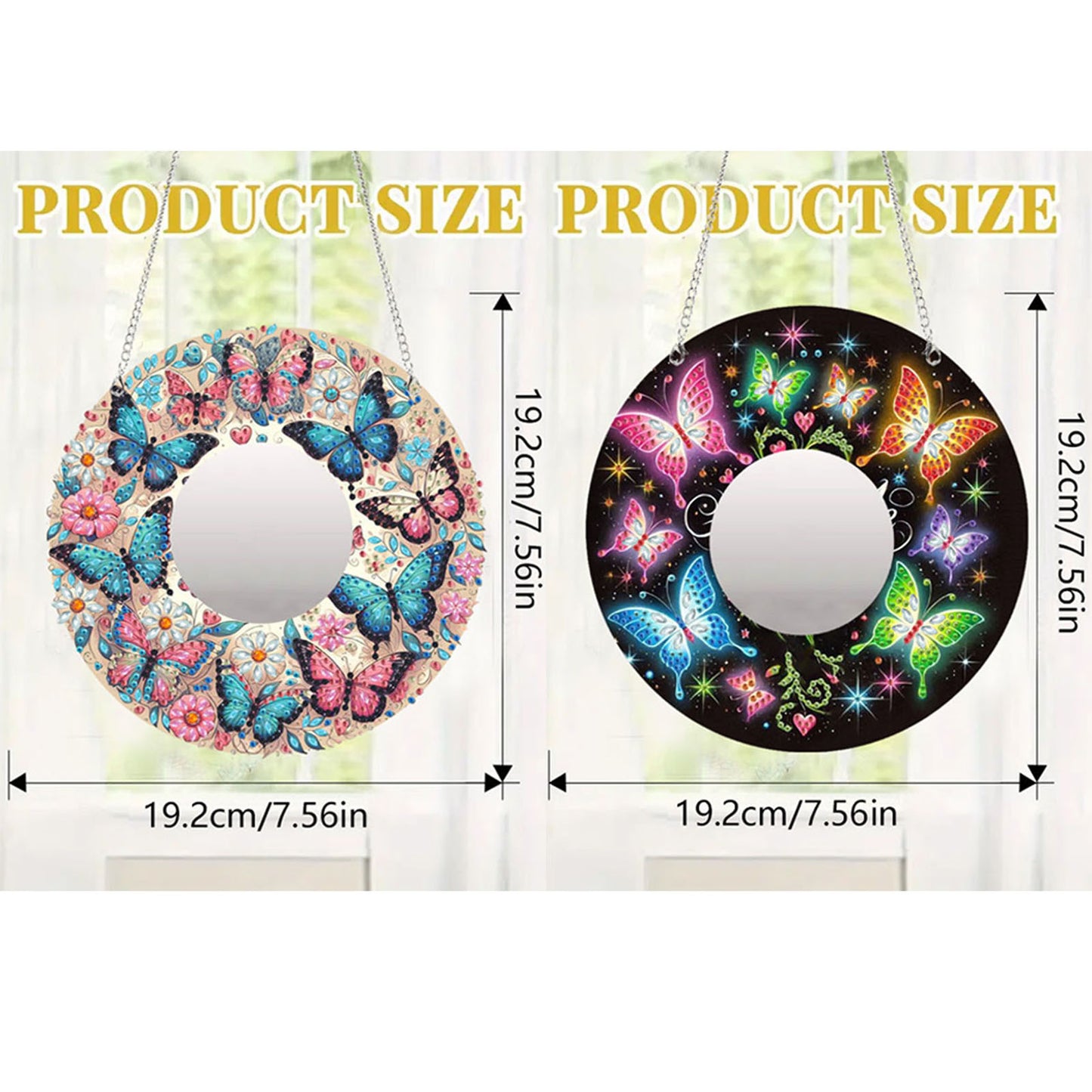 2D Flat DIY Diamond Art Mirror Pendant Diamond Painting Set Wall Door Decoration