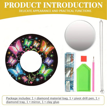 2D Flat DIY Diamond Art Mirror Pendant Diamond Painting Set Wall Door Decoration