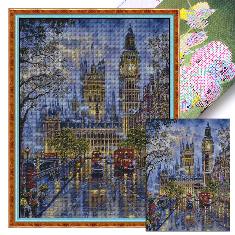 London Impression Of Big Ben - 14CT Stamped Cross Stitch 75*95CM(Fairy Brand)
