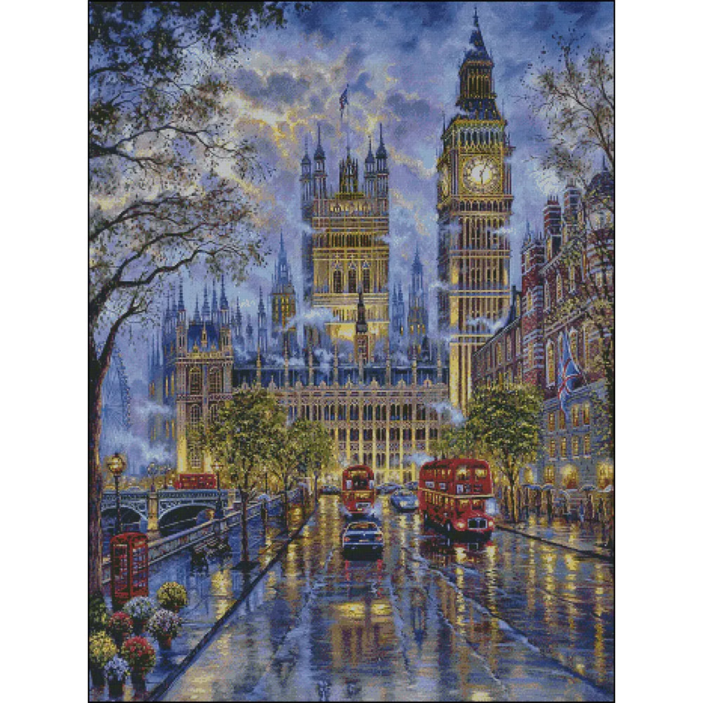 London Impression Of Big Ben - 14CT Stamped Cross Stitch 75*95CM(Fairy Brand)