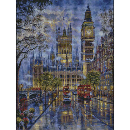 London Impression Of Big Ben - 14CT Stamped Cross Stitch 75*95CM(Fairy Brand)