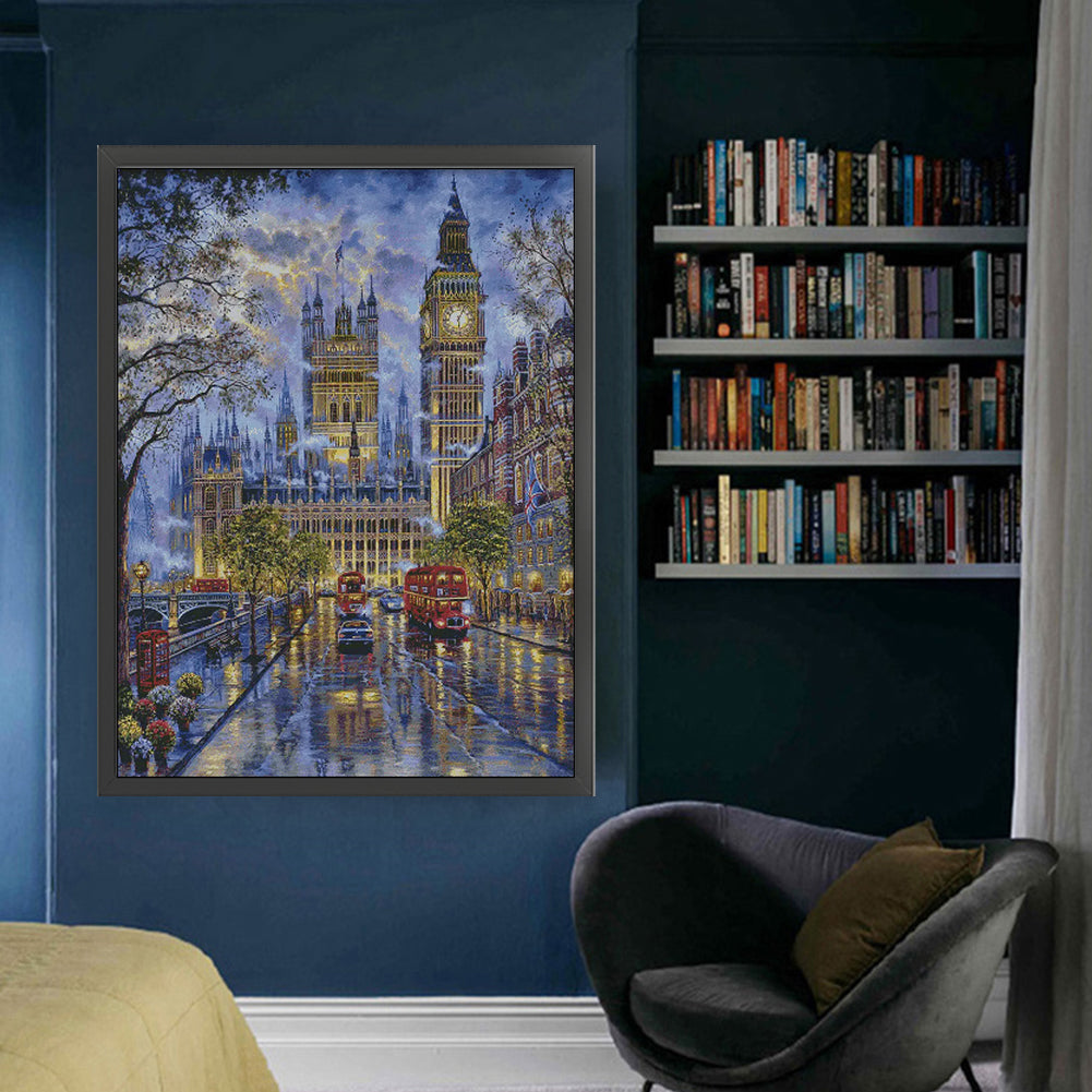 London Impression Of Big Ben - 14CT Stamped Cross Stitch 75*95CM(Fairy Brand)