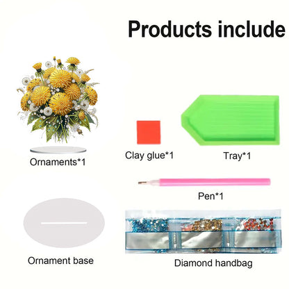 Flower Double Sided Effect DIY Table Top Diamond Painting Ornament Kits Decor