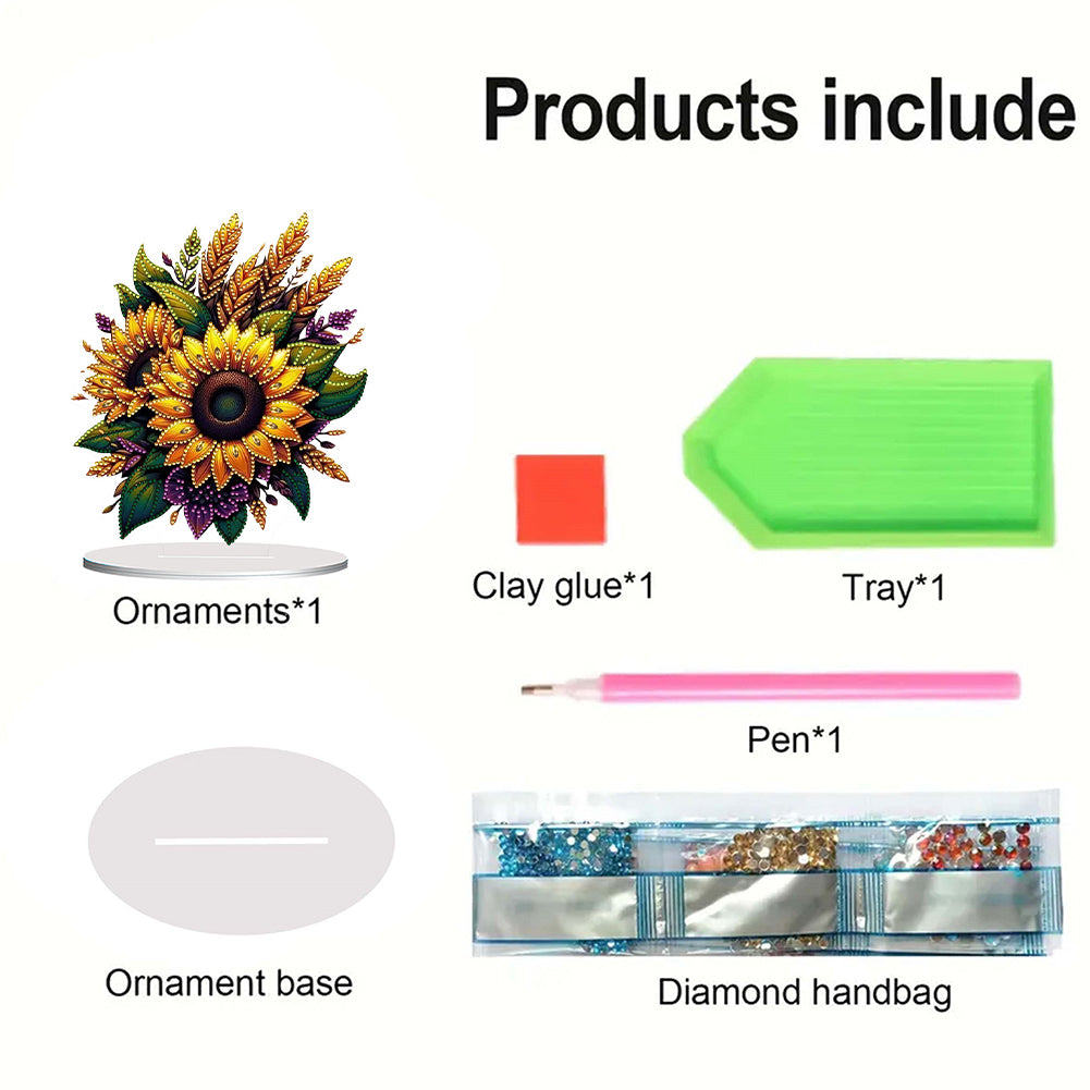 Flower Double Sided Effect DIY Table Top Diamond Painting Ornament Kits Decor