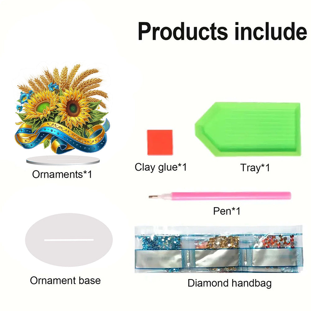 Flower Double Sided Effect DIY Table Top Diamond Painting Ornament Kits Decor