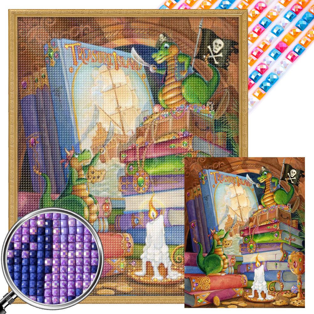 Little Dragon In The Book - Full AB Square Drill Diamond Painting 40*50CM
