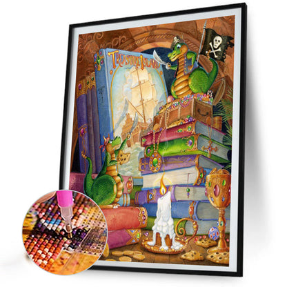 Little Dragon In The Book - Full AB Square Drill Diamond Painting 40*50CM