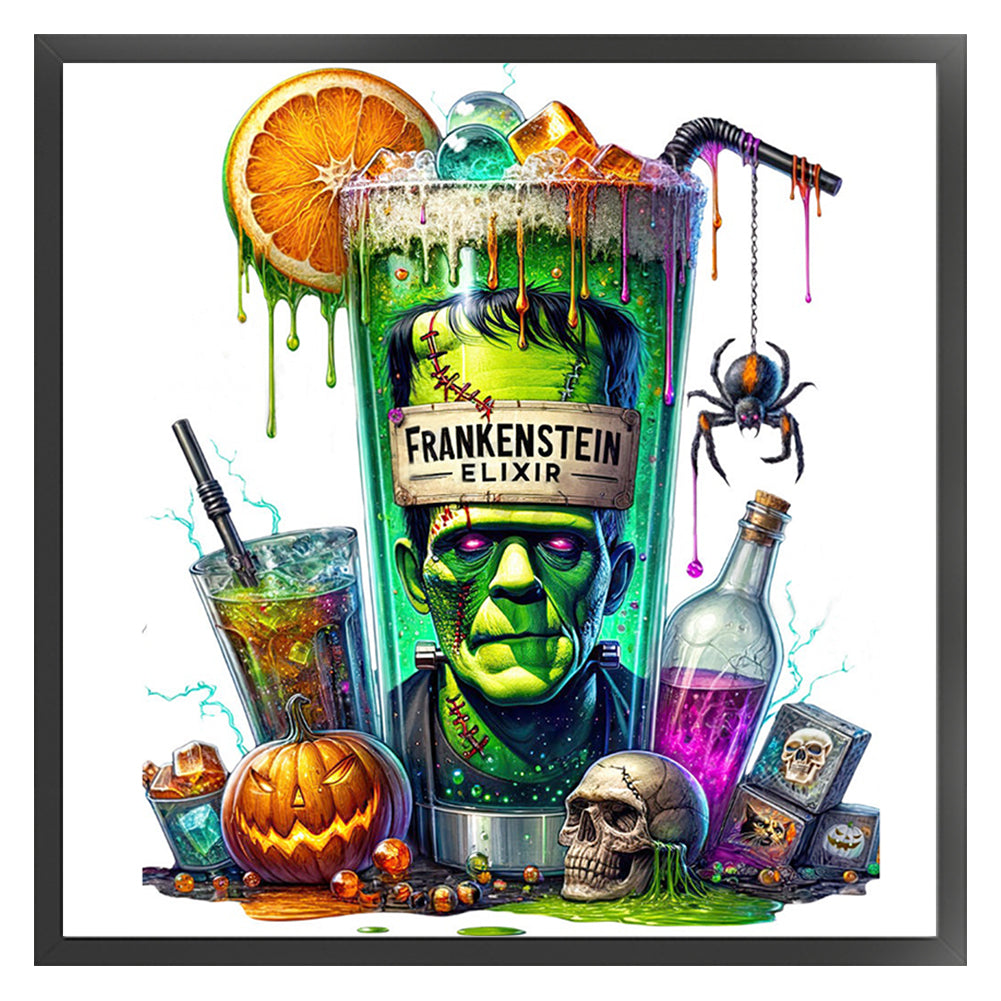 Halloween Wine Glass - 11CT Stamped Cross Stitch 50*50CM